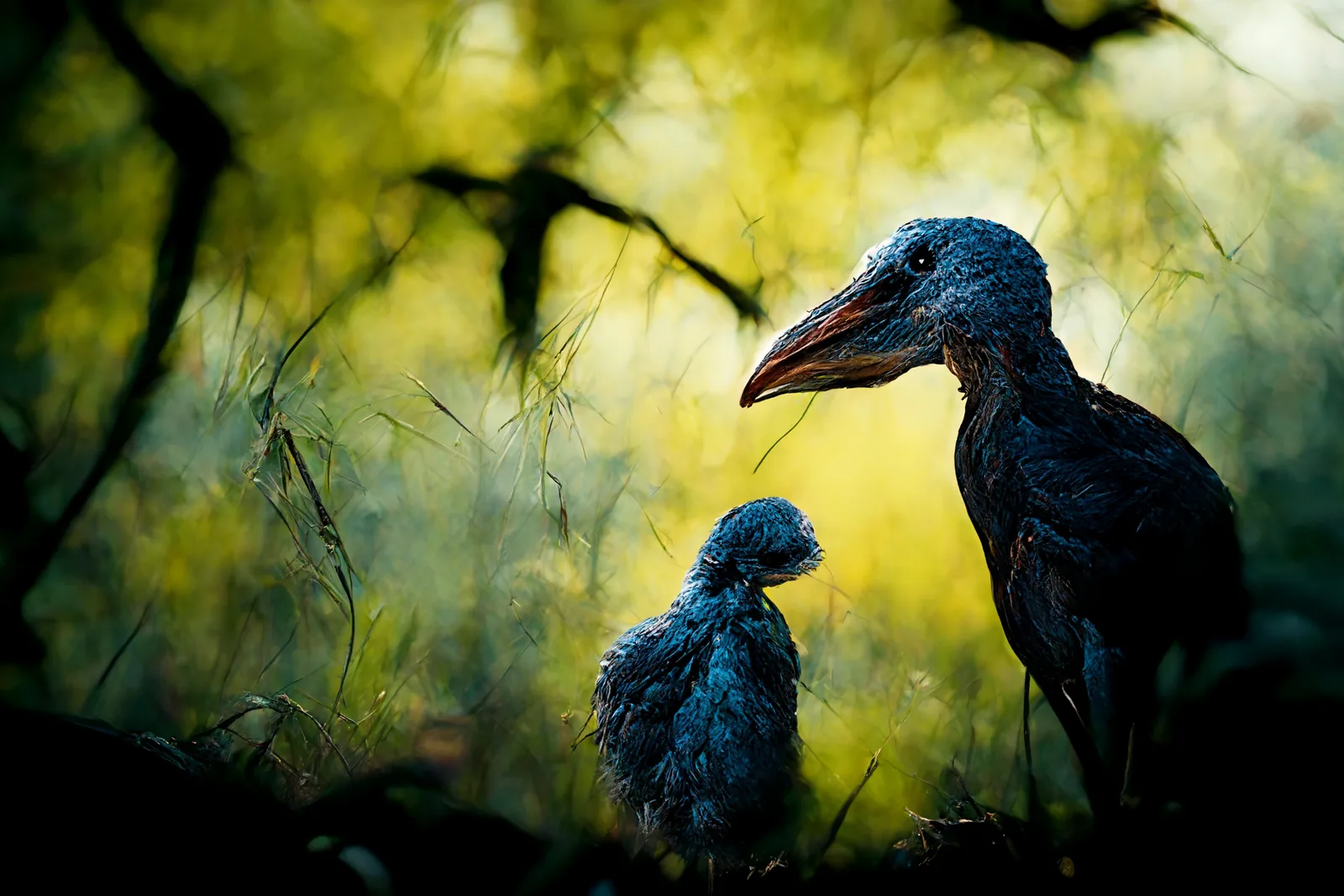 Shoebill and Chick